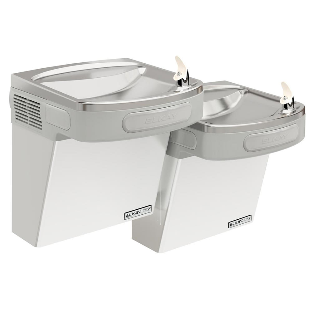 Elkay EZSTLG8SC Wall Mount Bi Level Indoor Drinking Fountain - Non Filtered, Refrigerated, Stainless