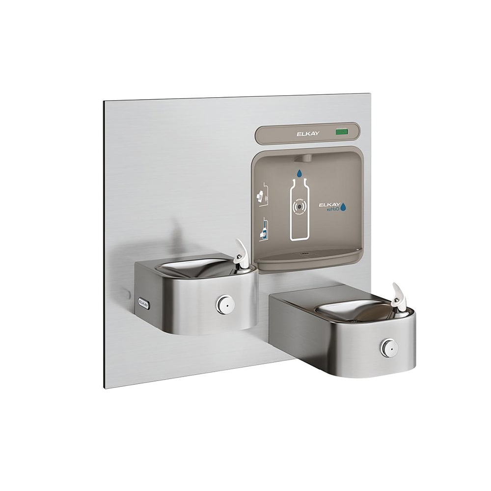 Elkay EZWS-EDFP217K Wall Mount Bottle Filling Station w/ (2) Drinking Fountains - Non Refrigerated, Non Filtered