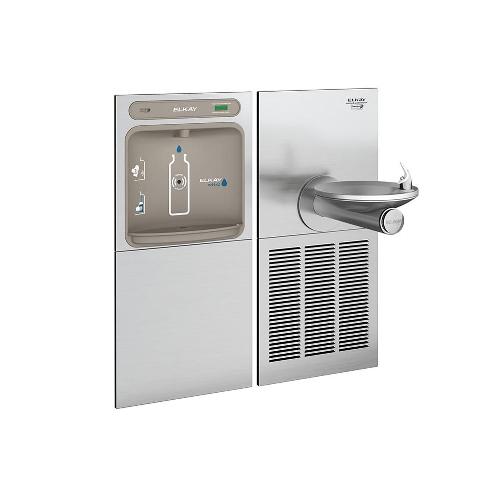 Elkay EZWS-SFGRN8K Wall Mount Bottle Filling Station w/ Drinking Fountain - Refrigerated, Non Filtered