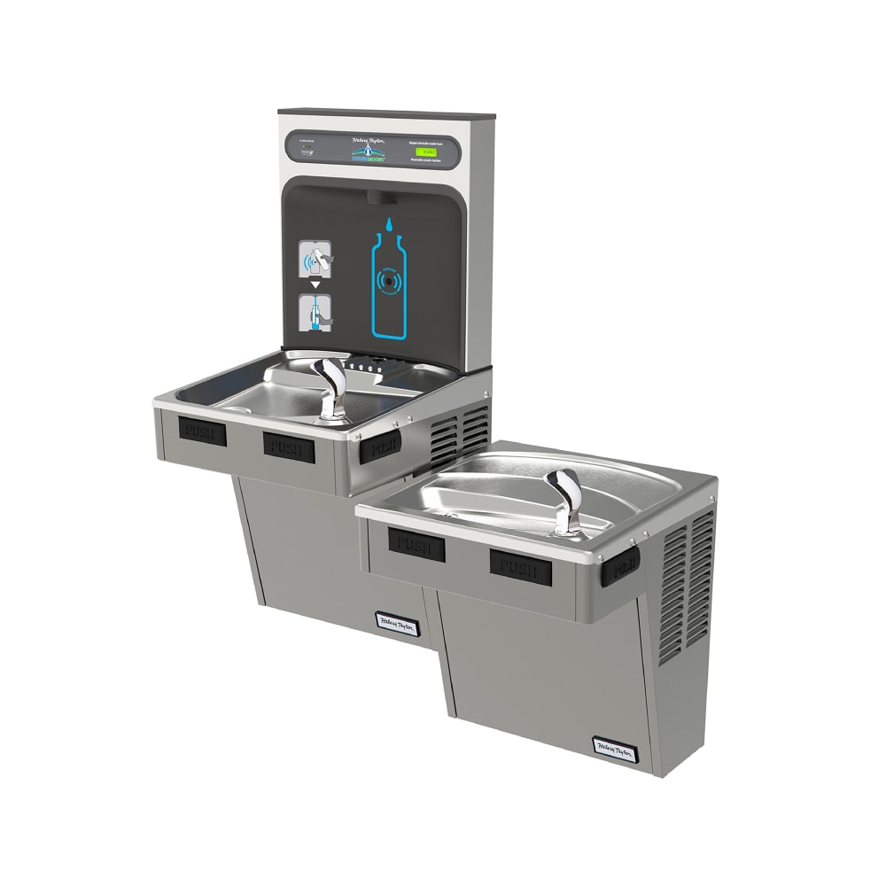 Halsey Taylor HTHB-HAC8BLPV-WF Wall Mount Bi Level Drinking Fountains w/ Bottle Filler - Refrigerated, Filtered