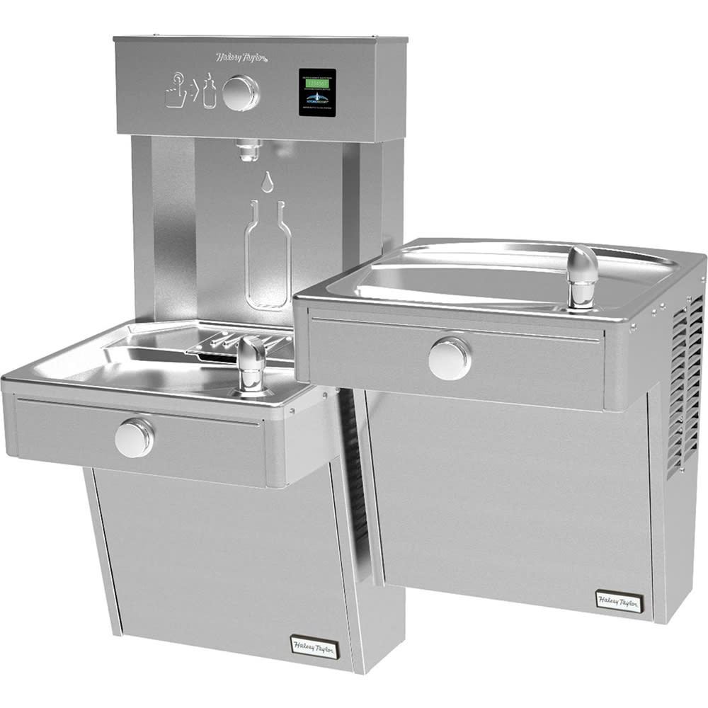 Halsey Taylor HTHBHVR8BLR-NF Wall Mount Bi Level Drinking Fountains w/ Bottle Filler - Refrigerated, Non Filtered