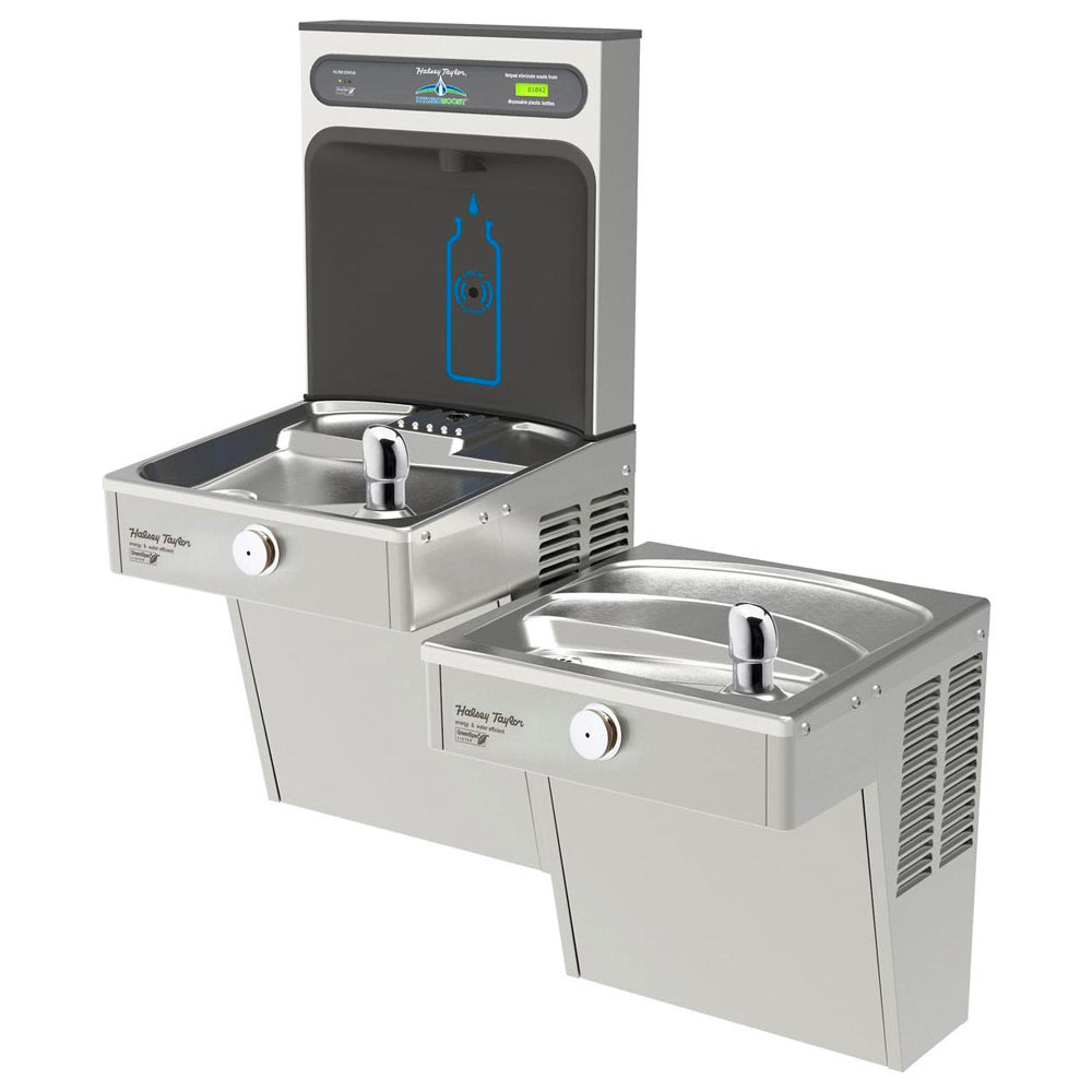 Halsey Taylor HTHB-HVRGRN8BL-WF Wall Mount Bi Level Drinking Fountains w/ Bottle Filler - Refrigerated, Filtered
