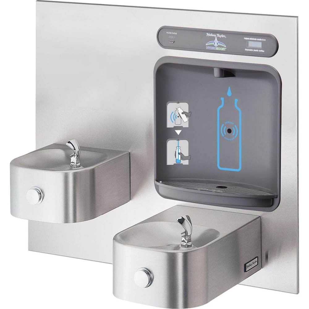 Halsey Taylor HTHBWF-HRFSEBP-I Wall Mount Bi Level Drinking Fountains w/ Bottle Filler - Non Refrigerated, Filtered