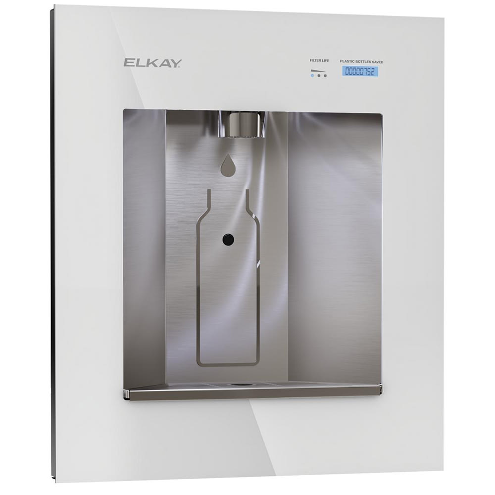 Elkay LBWD06WHK Built In Filtered Water Dispenser w/ Remote Chiller - Hands Free, White/Stainless