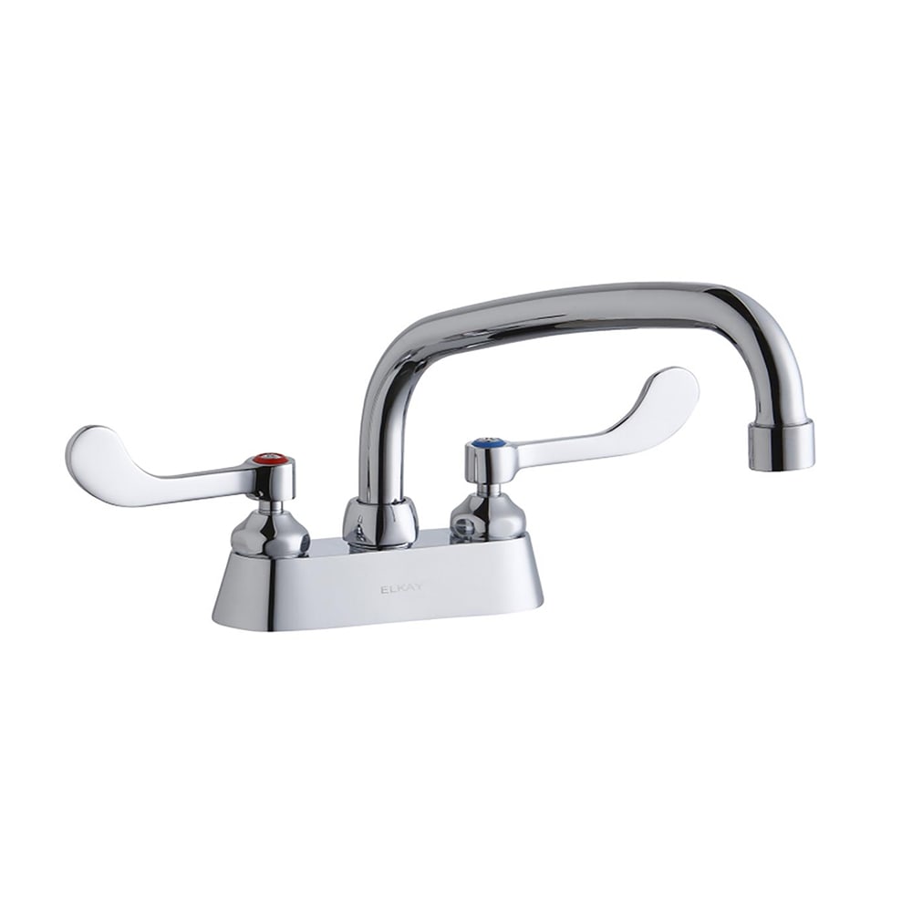 Elkay LK406AT08T4 Deck Mount Faucet w/ 8" Swing Spout & 4" Wrist Blade Handles - 4" Centers