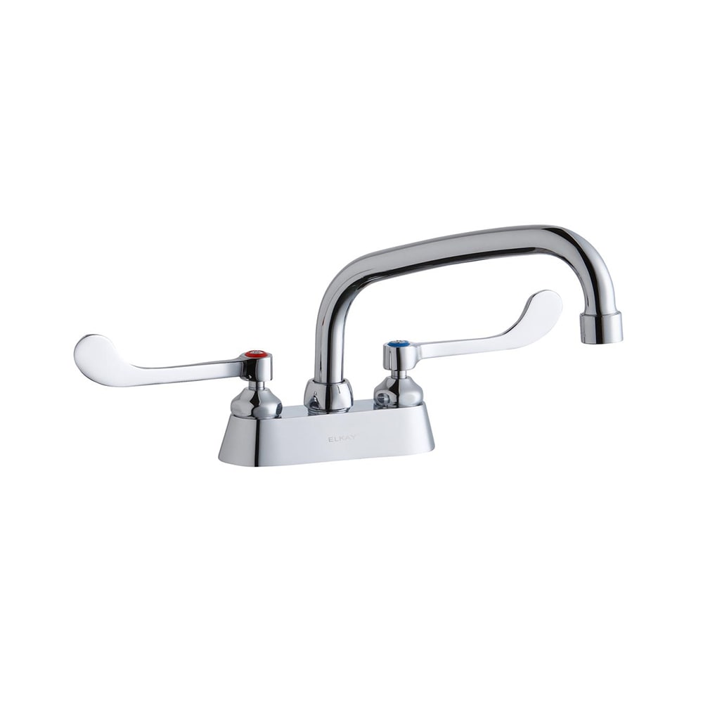 Elkay LK406AT10T4 Deck Mount Faucet w/ 10" Swing Spout & 4" Wrist Blade Handles - 4" Centers