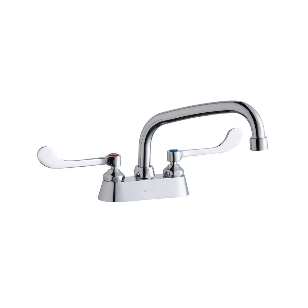 Elkay LK406AT10T6 Deck Mount Faucet w/ 10" Swing Spout & 6" Wrist Blade Handles - 4" Centers