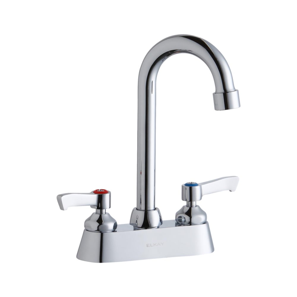 Elkay LK406GN04L2 Deck Mount Faucet w/ 4" Gooseneck Swing Spout & 2" Lever Handles - 4" Centers
