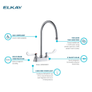 Elkay LK406GN08T4 Deck Mount Faucet w/ 8" Gooseneck Swing Spout & 4" Wrist Blade Handles - 4" Centers thumbnail 4