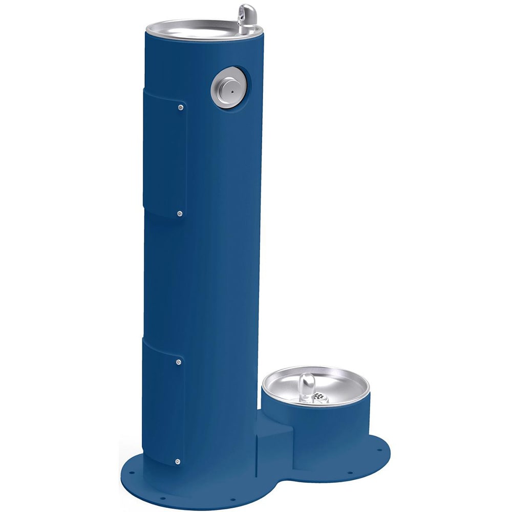 Elkay LK4400DBFRKBLU Outdoor Pedestal Drinking Fountain w/ Pet Fountain - Non Refrigerated, Freeze Resistant, Blue