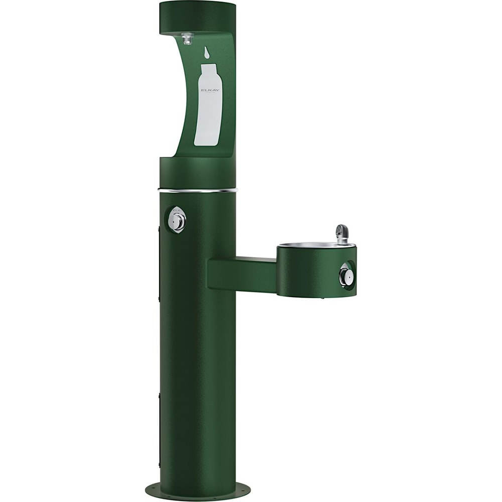 Elkay LK4420BF1UFRKEVG Outdoor Bottle Filling Station & Drinking Fountain - Non Refrigerated, Evergreen