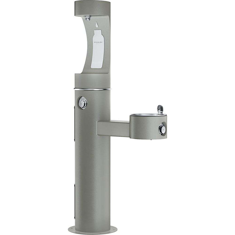 Elkay LK4420BF1UFRKGRY Outdoor Bottle Filling Station & Drinking Fountain - Non Refrigerated, Gray