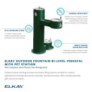 Elkay LK4420DBEVG Bi Level Outdoor Drinking Fountain w/ Pet Fountain - Non Refrigerated, Evergreen thumbnail 3