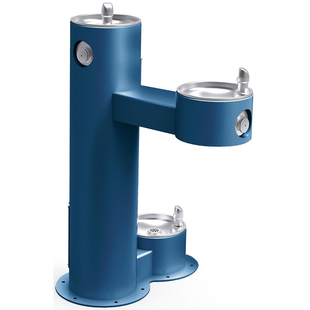 Elkay LK4420DBFRKBLU Bi Level Outdoor Drinking Fountain w/ Pet Fountain - Non Refrigerated, Blue