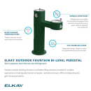 Elkay LK4420EVG Bi Level Pedestal Drinking Fountain - Non Refrigerated, 14"W x 31"D x 40-5/16"H, Evergreen thumbnail 3