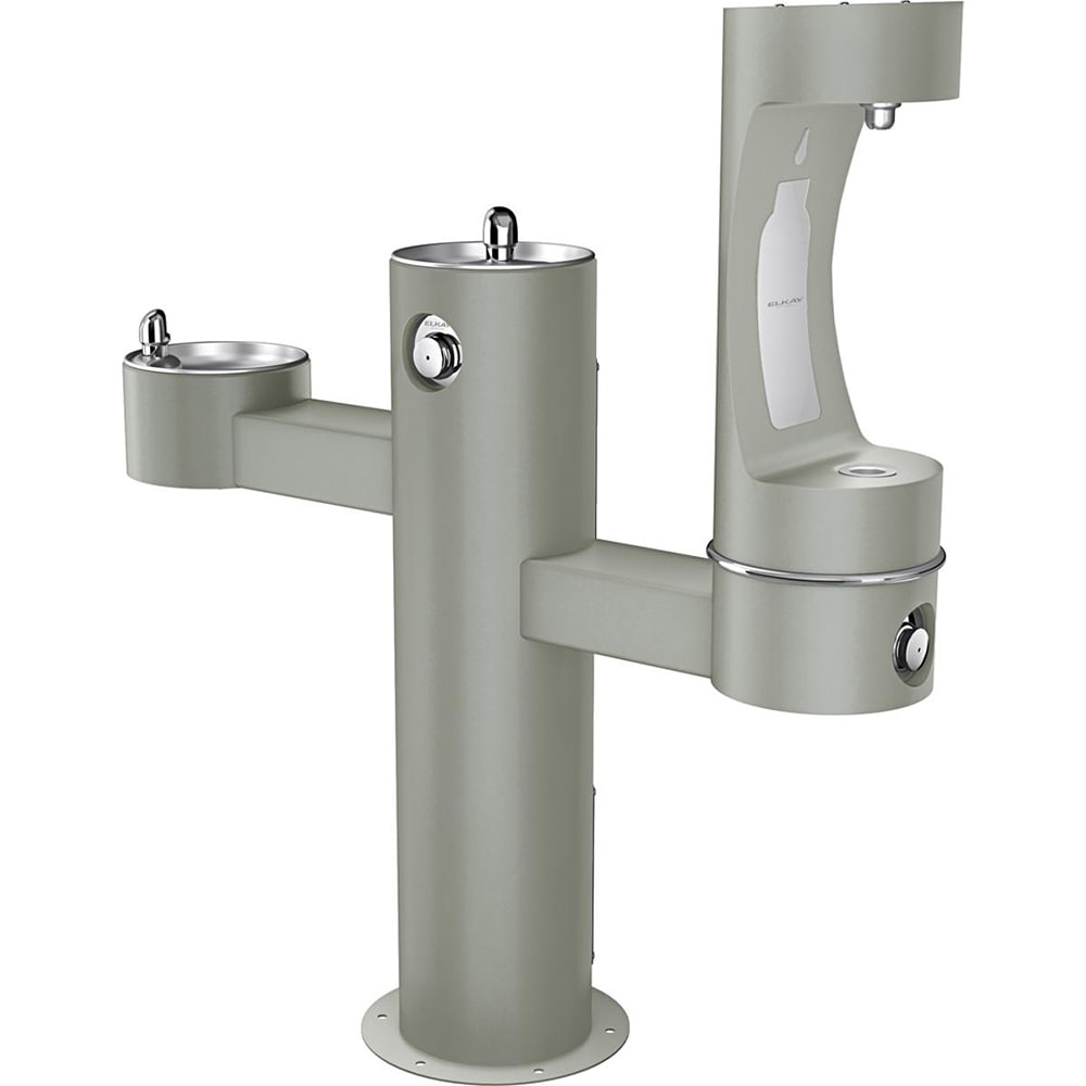 Elkay LK4430BF1LFRKGRY Outdoor Bottle Filling Station w/ (2) Drinking Fountains - 52 1/8"H, Non Refrigerated, Gray
