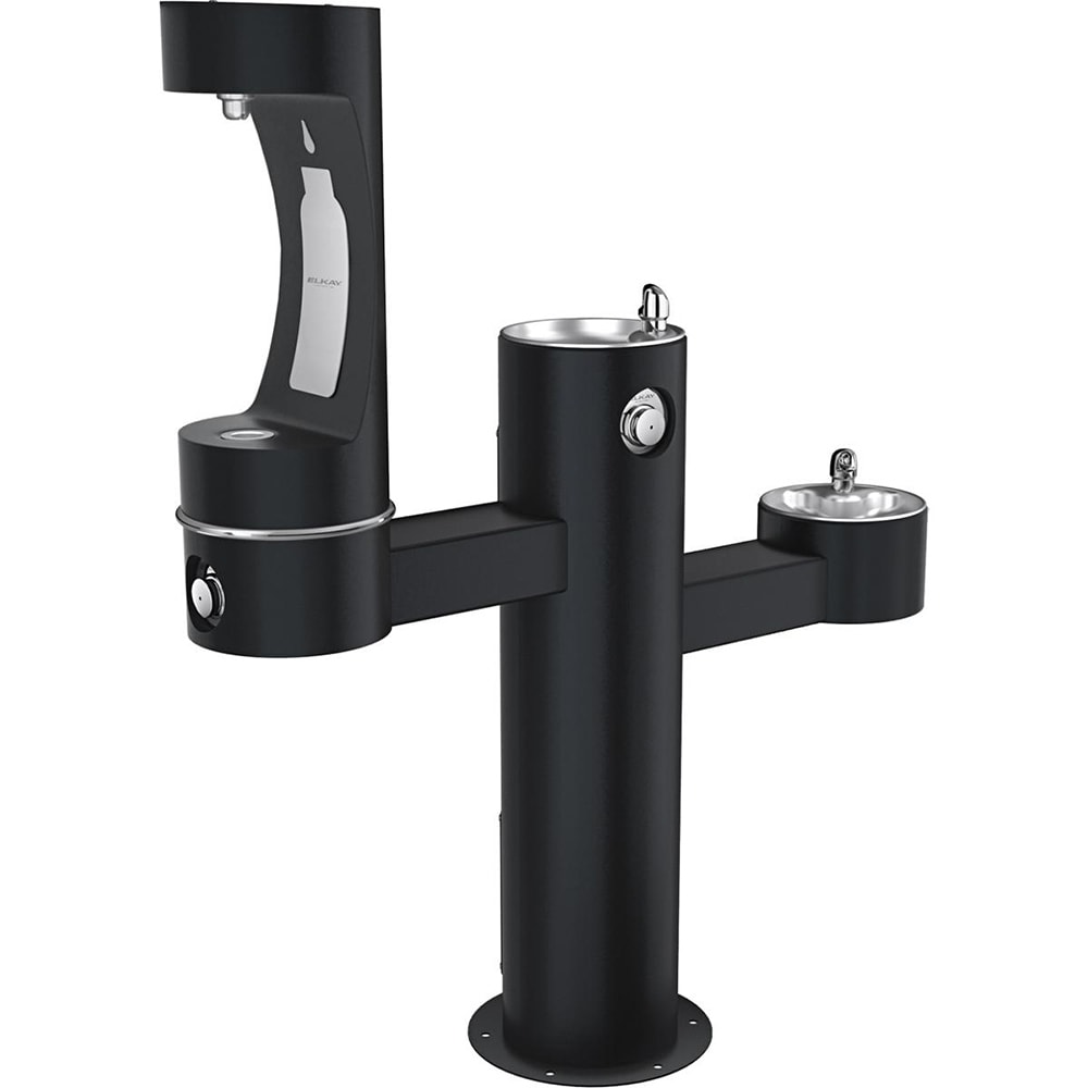 Elkay LK4430BF1MBLK Outdoor Bottle Filling Station w/ (2) Drinking Fountains - 57"H, Non Refrigerated, Black