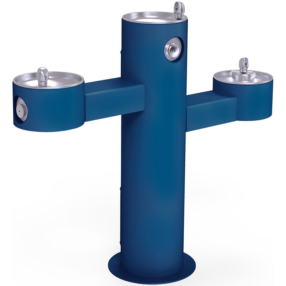 Elkay LK4430BLU Tri Level Pedestal Drinking Fountain - Non Refrigerated, 14"W x 48"D x 40-5/16"H, Blue