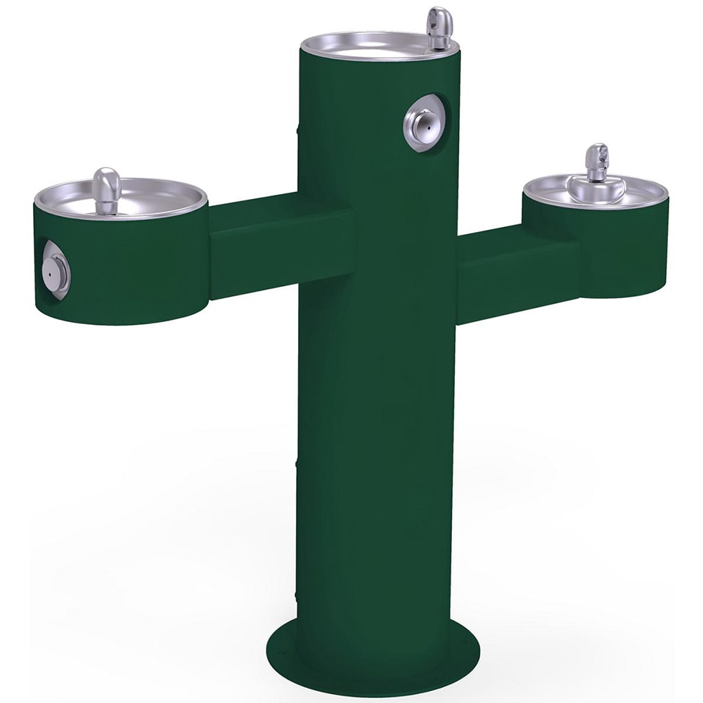 Elkay LK4430FRKEVG Tri Level Pedestal Drinking Fountain - Non Refrigerated, 14"W x 48"D x 40-5/16"H, Evergreen