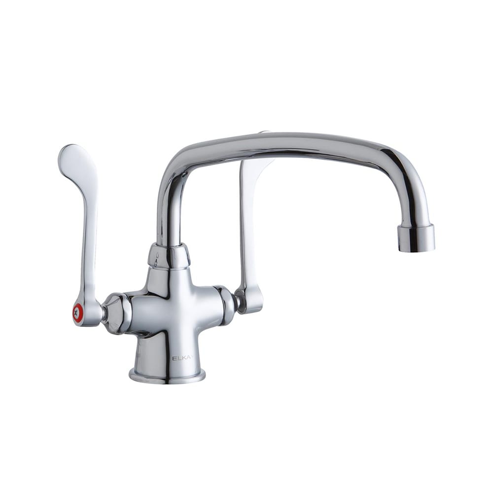 Elkay LK500AT12T6 Deck Mount Double Pantry Faucet w/ 12" Swing Spout & 6" Wrist Blade Handles