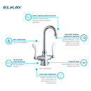 Elkay LK500GN04T4 Deck Mount Double Pantry Faucet w/ 4" Gooseneck Swing Spout & 4" Wrist Blade Handles thumbnail 4