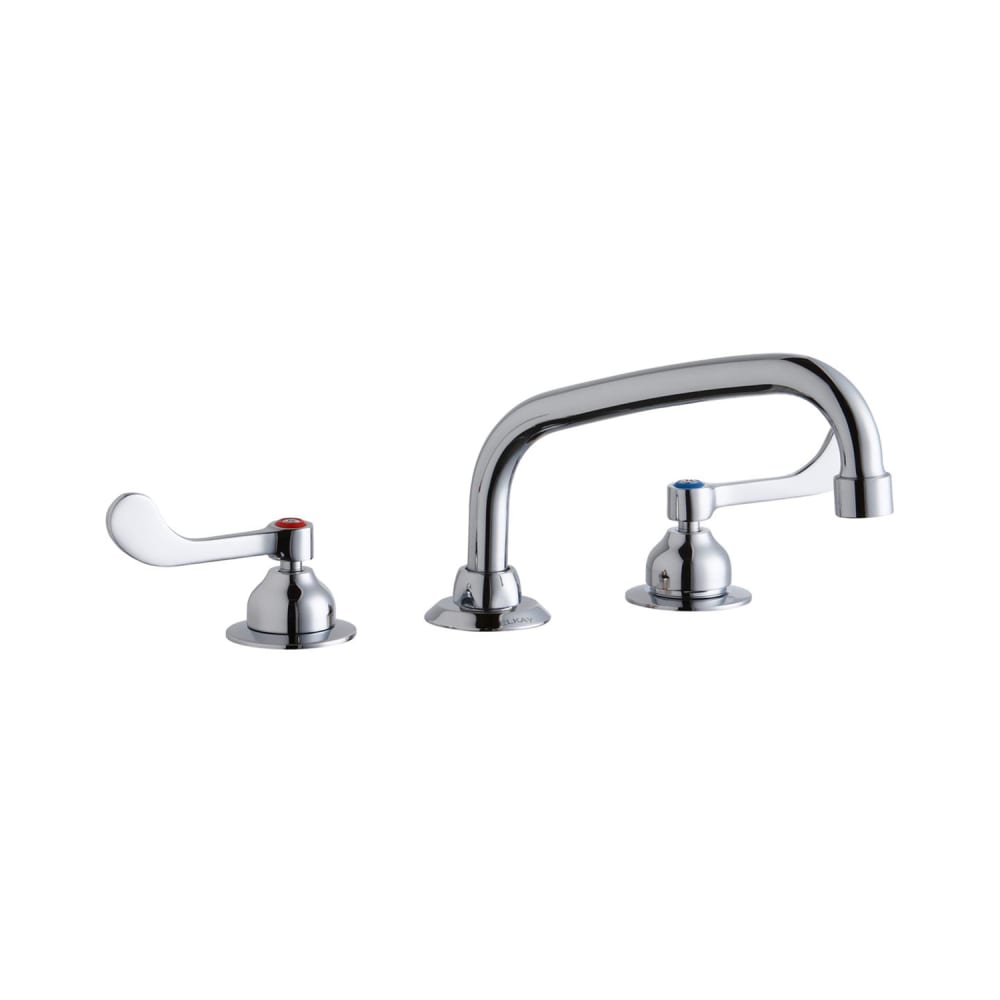 Elkay LK800AT08T4 Deck Mount Faucet w/ 8" Arch Tube Spout & 4" Wrist Blade Handles - 8" Centers