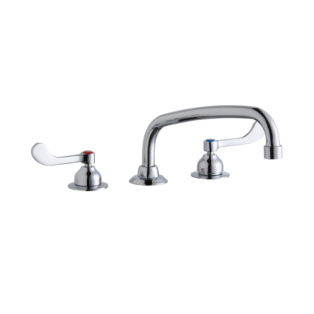 Elkay LK800AT10T4 Deck Mount Faucet w/ 10" Arch Tube Spout & 4" Wrist Blade Handles - 8" Centers