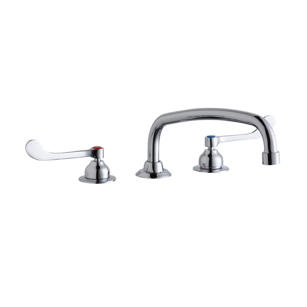 Elkay LK800AT12T6 Deck Mount Faucet w/ 12" Arch Tube Spout & 6" Wrist Blade Handles - 8" Centers
