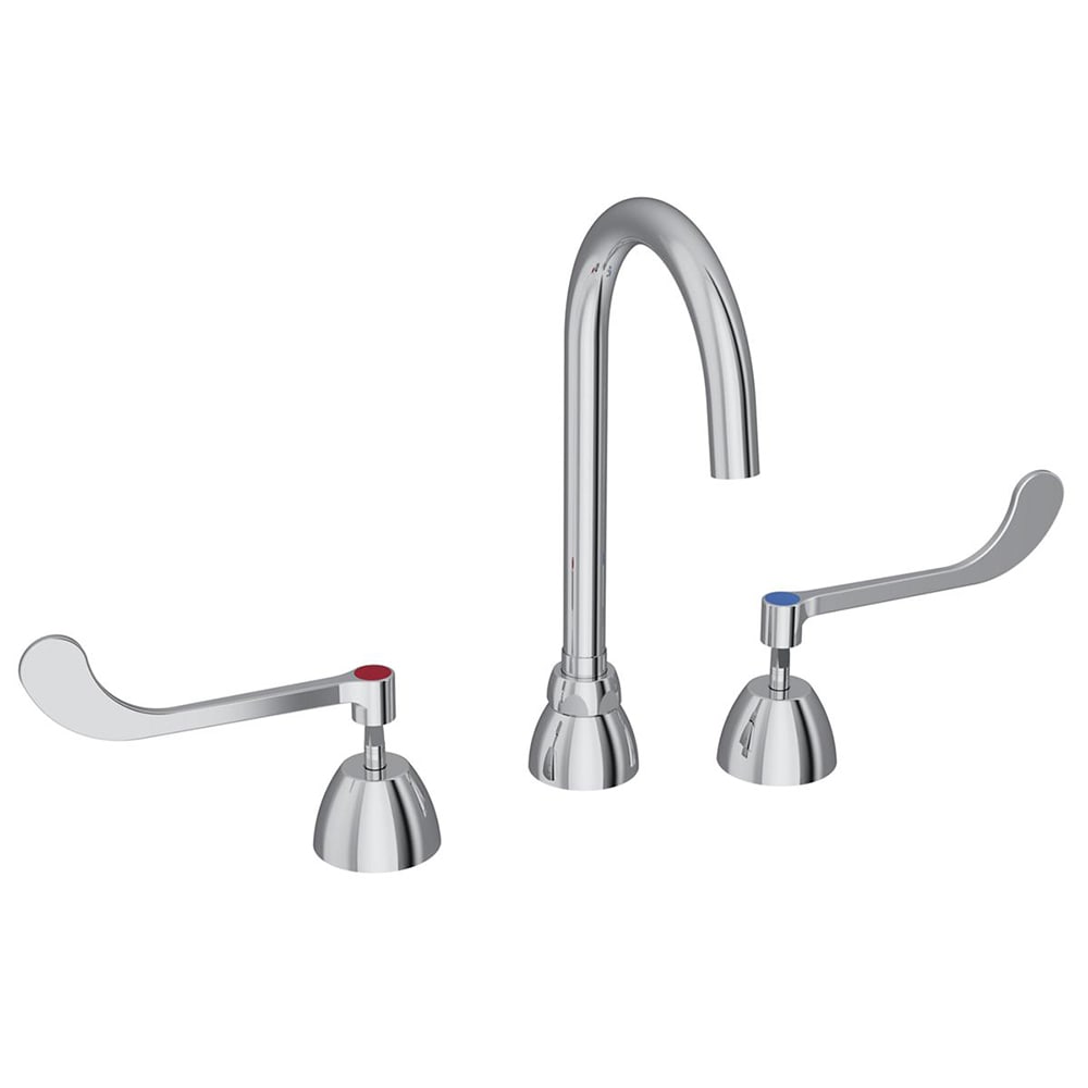 Elkay LK800GN05T6 Deck Mount Faucet w/ 5" Gooseneck Spout & 6" Wrist Blade Handles - 8" Centers