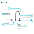 Elkay LK800GN05T6 Deck Mount Faucet w/ 5" Gooseneck Spout & 6" Wrist Blade Handles - 8" Centers thumbnail 4