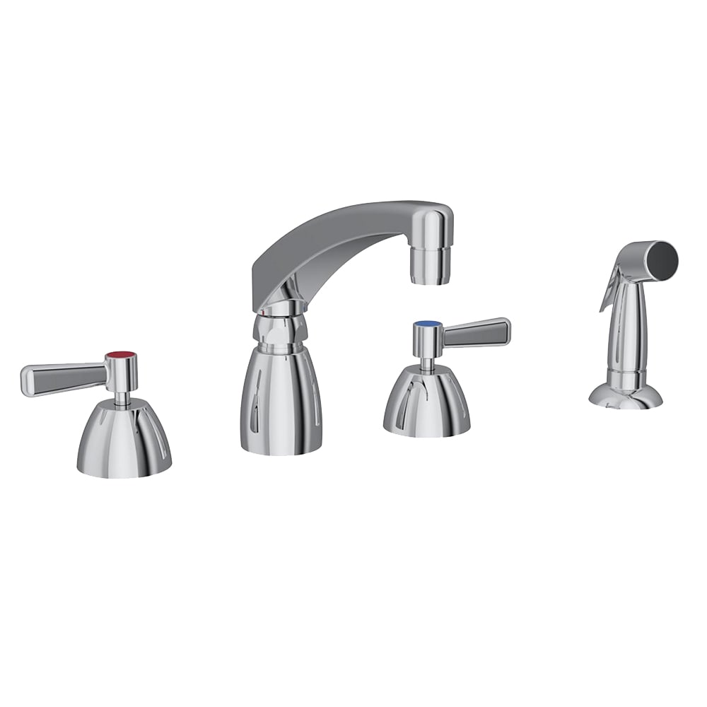 Elkay LK801AT08L2 Deck Mount Faucet w/ Side Spray - 8" Arch Tube Spout & 2" Lever Handles, 8" Centers