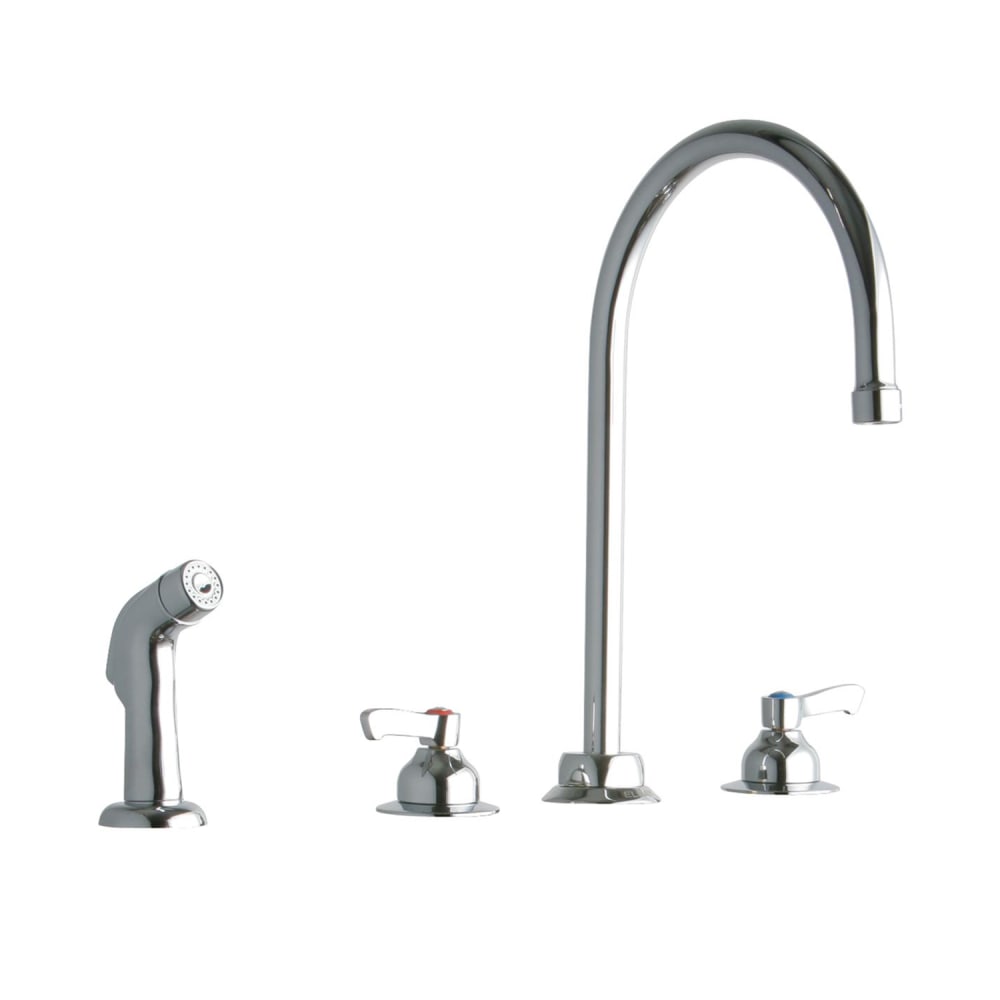 Elkay LK801GN08L2 Deck Mount Faucet w/ Side Spray - 8" Gooseneck Spout & 2" Lever Handles, 8" Centers
