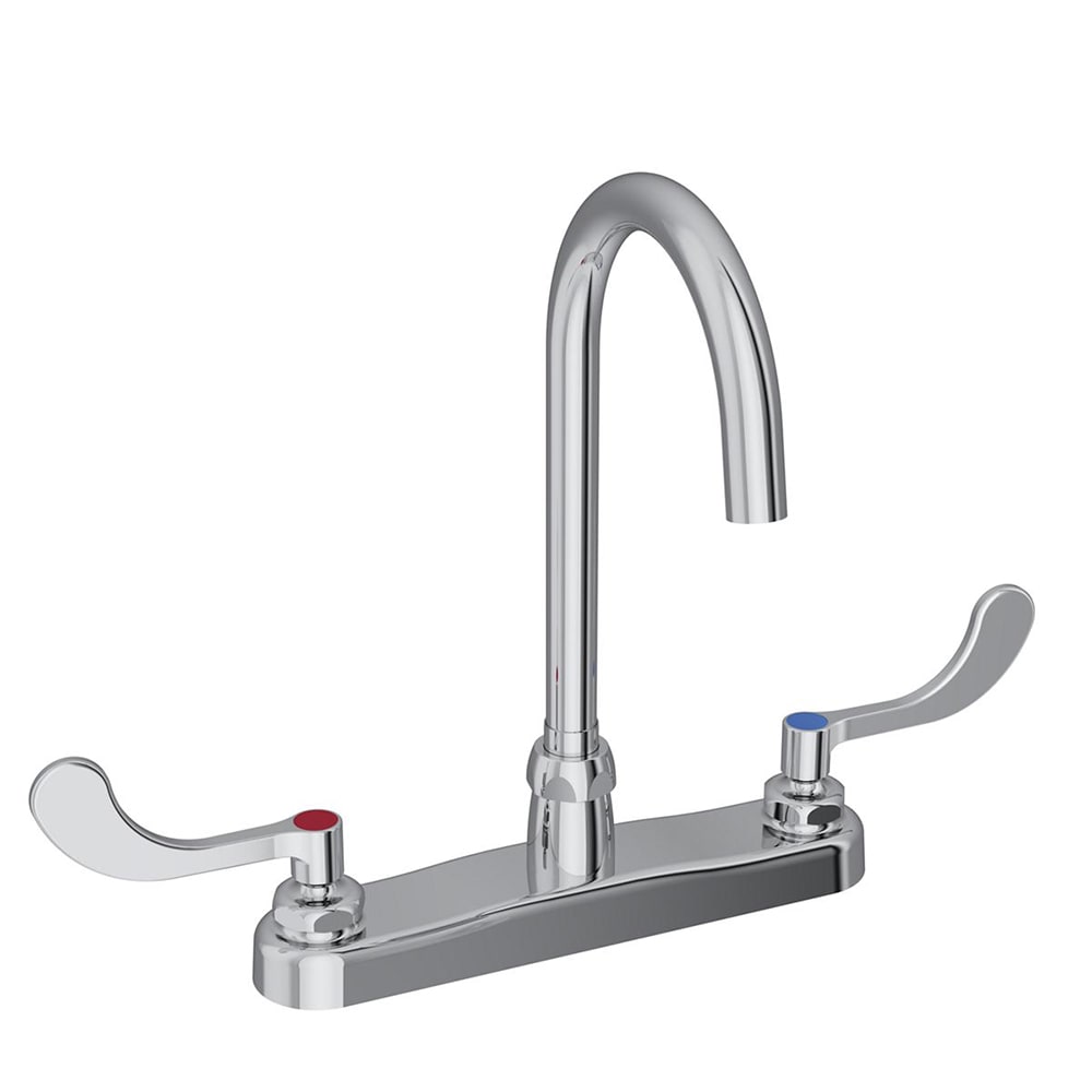 Elkay LK810GN05T4 Deck Mount Faucet w/ 5" Gooseneck Spout & 4" Wrist Blade Handles - 8" Centers