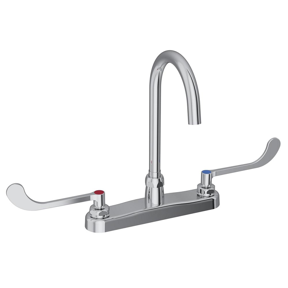 Elkay LK810GN05T6 Deck Mount Faucet w/ 5" Gooseneck Spout & 6" Wrist Blade Handles - 8" Centers