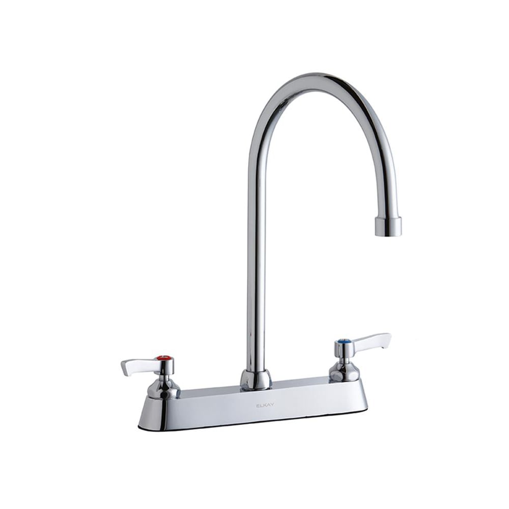Elkay LK810GN08L2 Deck Mount Faucet w/ 8" Gooseneck Spout & 2" Lever Handles - 8" Centers