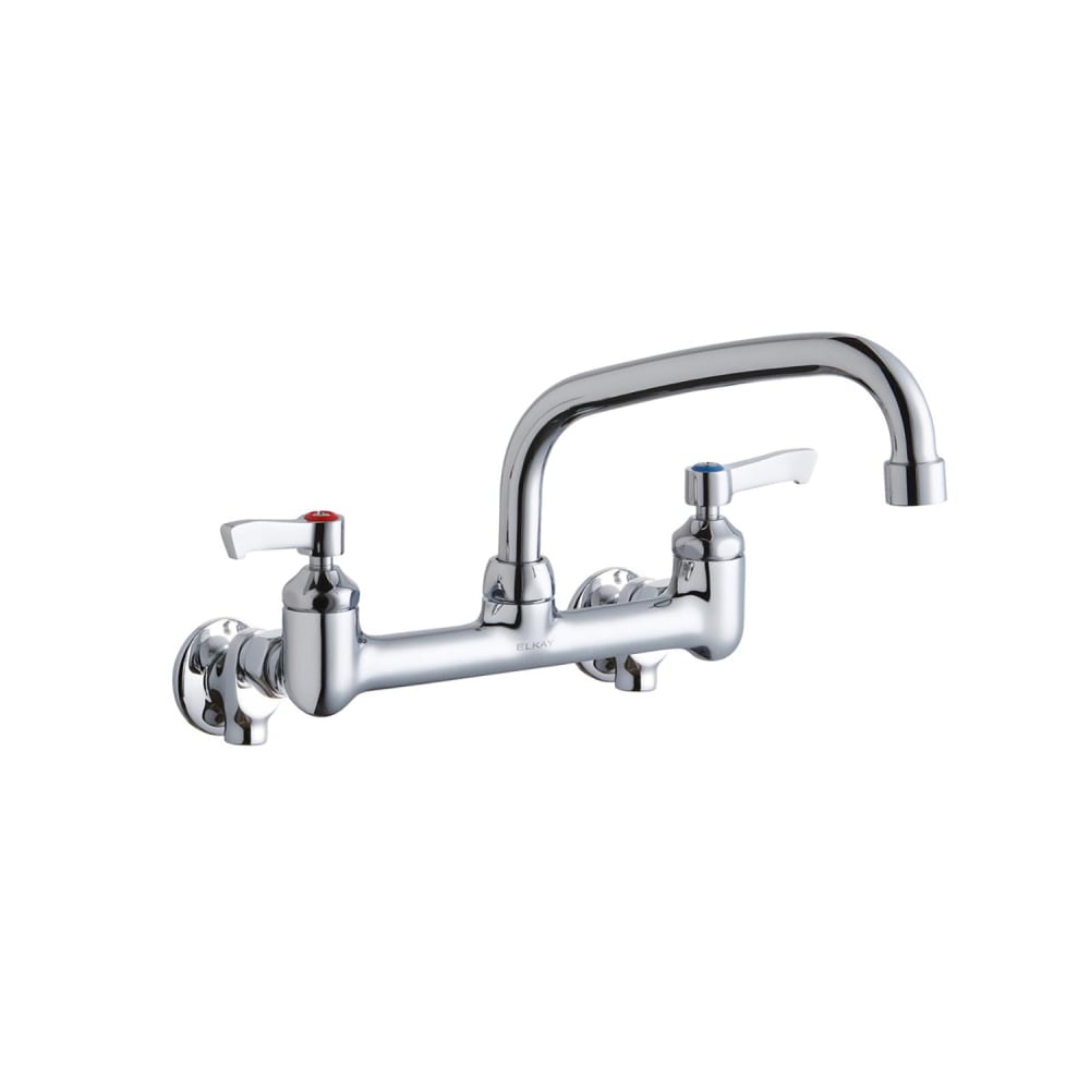 Elkay LK940AT08L2S Splash Mount Faucet w/ 8" Arched Swing Spout & 2" Lever Handles - 8" Centers