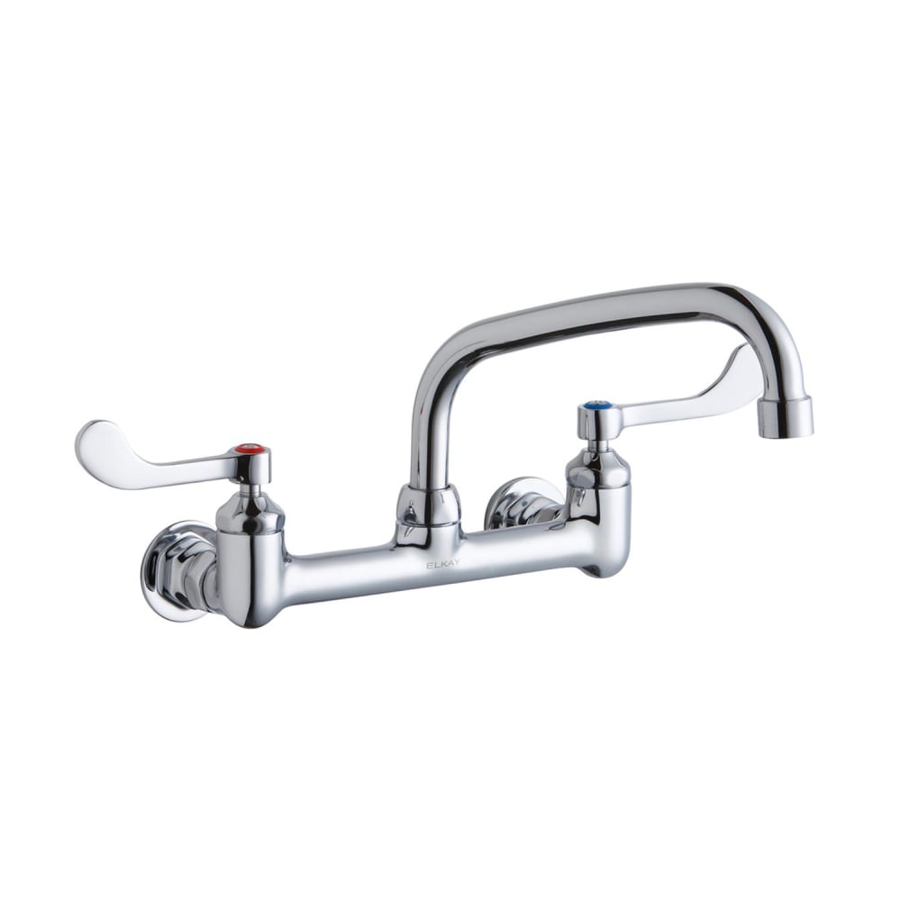 Elkay LK940AT08T4H Splash Mount Faucet w/ 8" Arched Swing Spout & 4" Wrist Blade Handles - 8" Centers