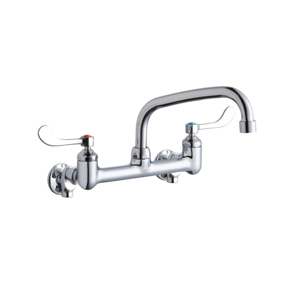 Elkay LK940AT08T4S Splash Mount Faucet w/ 8" Arched Swing Spout & 4" Wrist Blade Handles - 8" Centers
