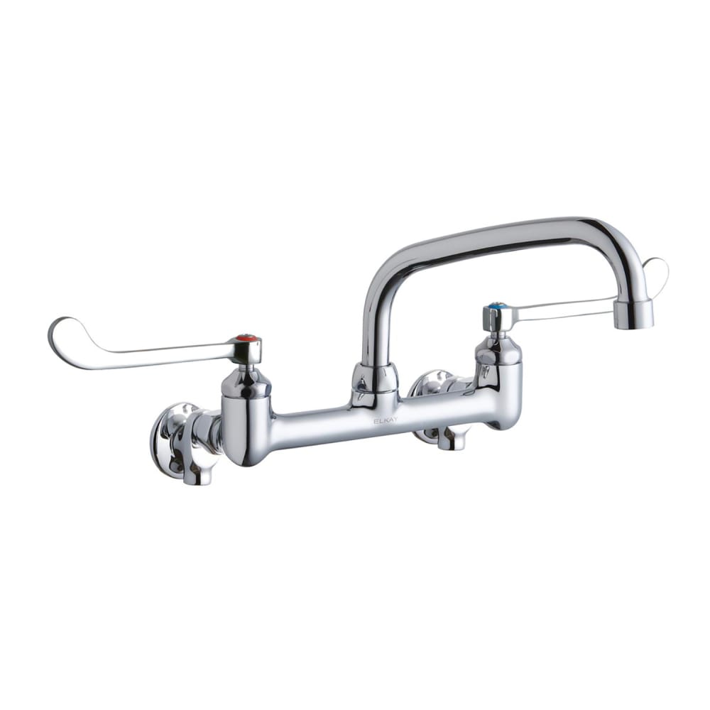 Elkay LK940AT08T6S Splash Mount Faucet w/ 8" Arched Swing Spout & 6" Wrist Blade Handles - 8" Centers