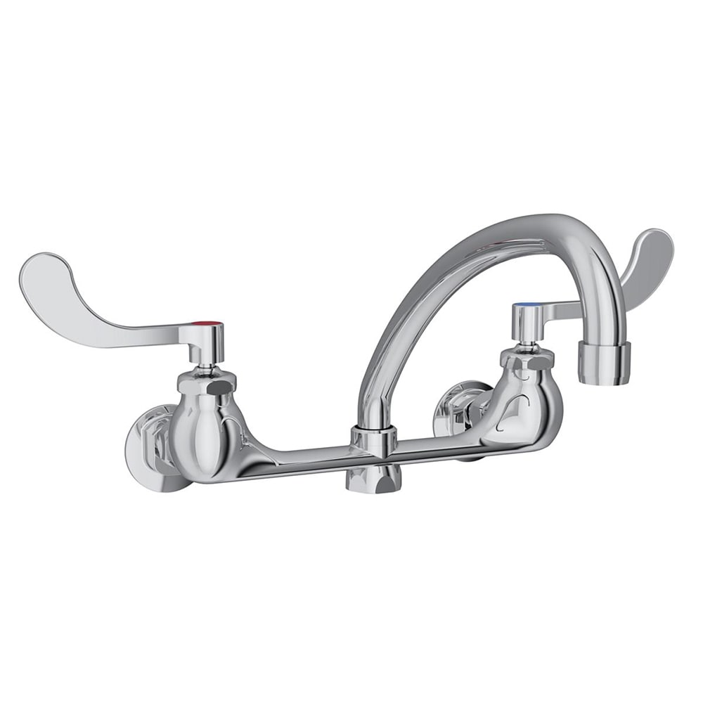 Elkay LK940AT10T4H Splash Mount Faucet w/ 10" Arched Swing Spout & 4" Wrist Blade Handles - 8" Centers
