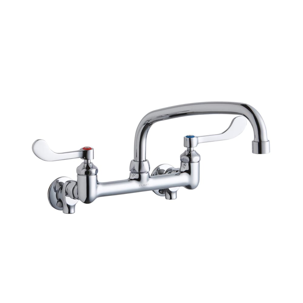 Elkay LK940AT10T4S Splash Mount Faucet w/ 10" Arched Swing Spout & 4" Wrist Blade Handles - 8" Centers