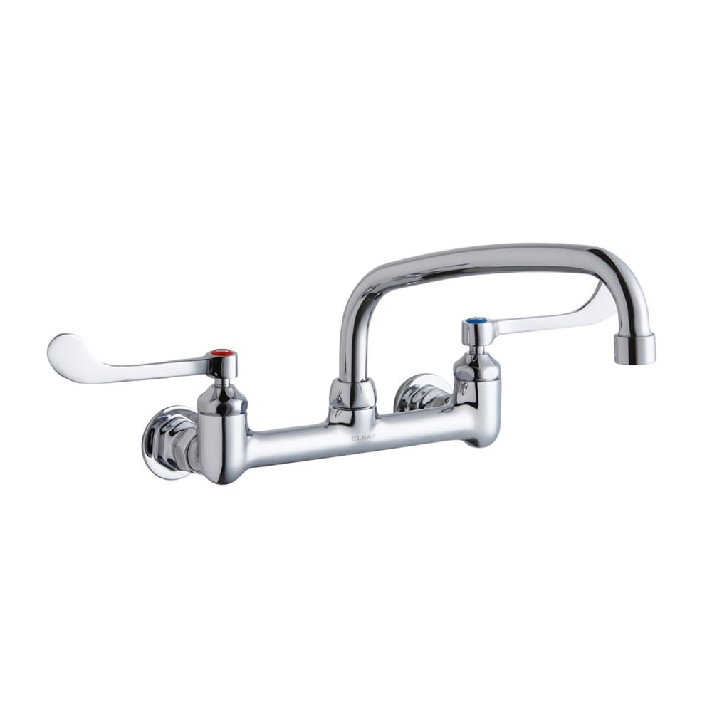 Elkay LK940AT10T6H Splash Mount Faucet w/ 10" Arched Swing Spout & 6" Wrist Blade Handles - 8" Centers