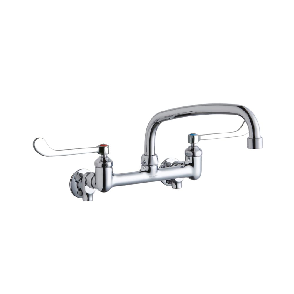 Elkay LK940AT10T6S Splash Mount Faucet w/ 10" Arched Swing Spout & 6" Wrist Blade Handles - 8" Centers