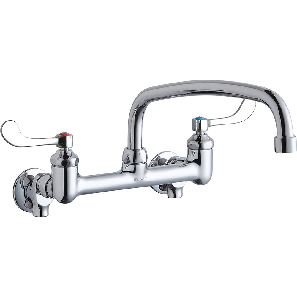 Elkay LK940AT12T4S Splash Mount Faucet w/ 12" Arched Swing Spout & 4" Wrist Blade Handles - 8" Centers