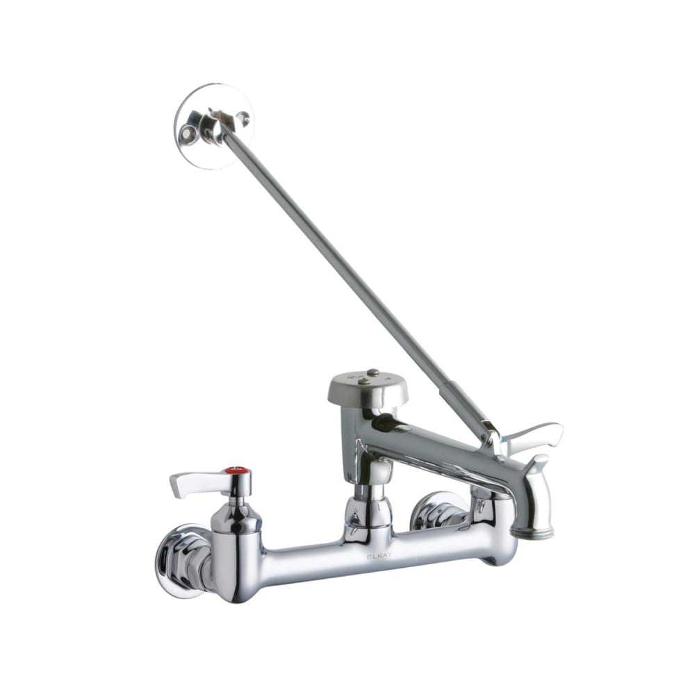 Elkay LK940BP07L2H Splash Mount Faucet w/ 7" Polished Bucket Hook Spout & 2" Wrist Blade Handles - 8" Centers