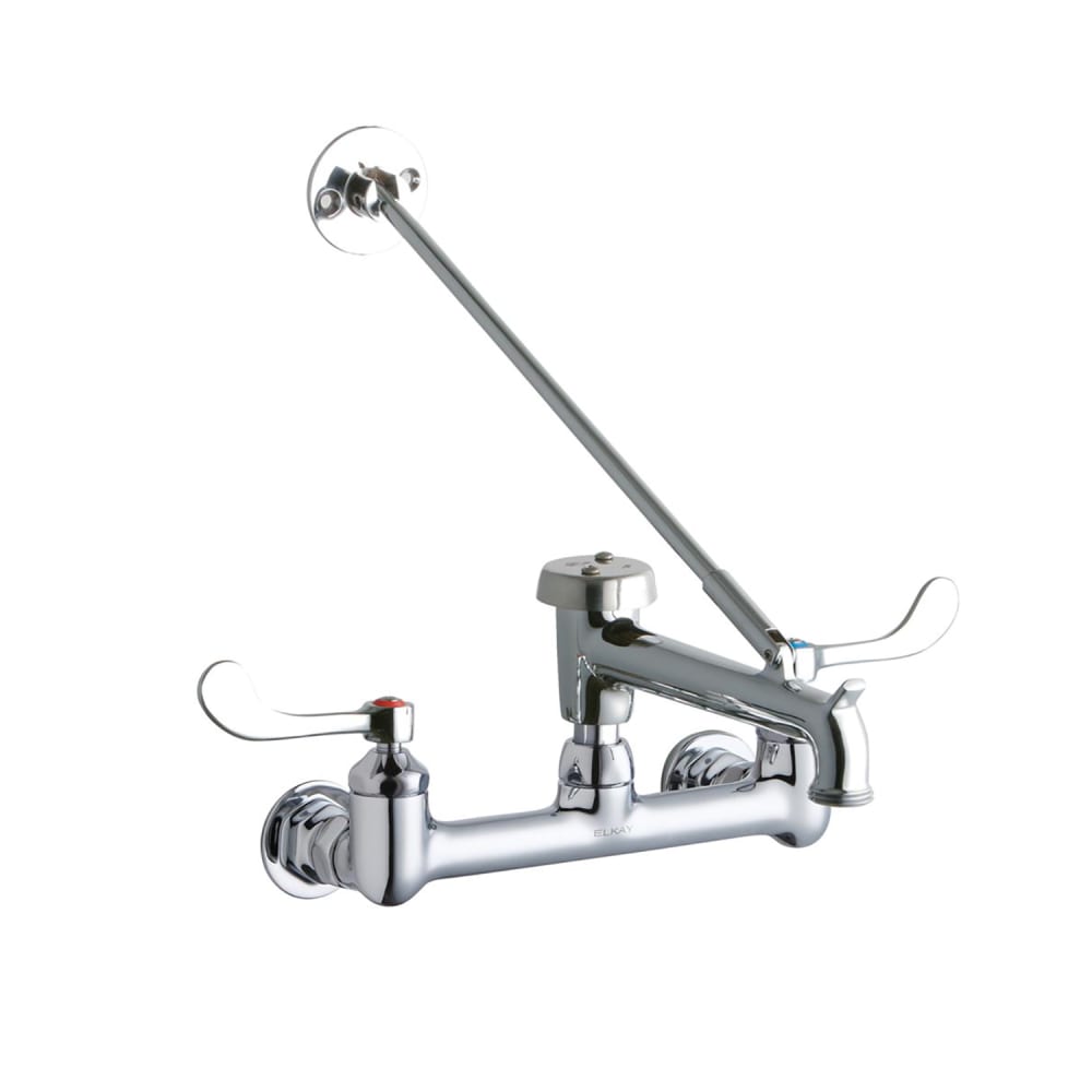 Elkay LK940BP07T4H Splash Mount Faucet w/ 7" Polished Bucket Hook Spout & 4" Wrist Blade Handles - 8" Centers