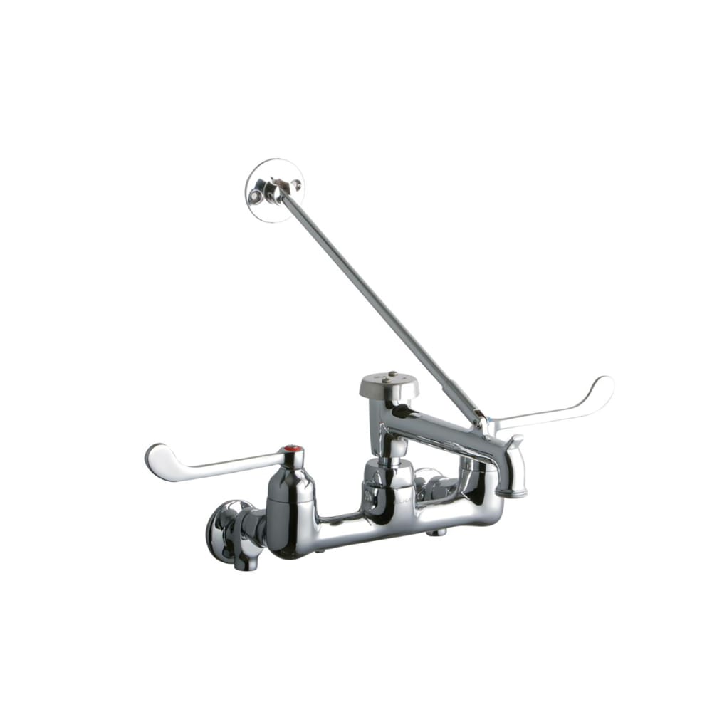 Elkay LK940BP07T6S Splash Mount Faucet w/ 7" Polished Bucket Hook Spout & 6" Wrist Blade Handles - 8" Centers