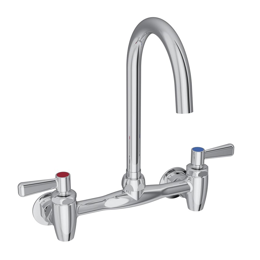 Elkay LK940GN05L2S Splash Mount Faucet w/ 5" Gooseneck Spout & 2" Wrist Blade Handles - 8" Centers