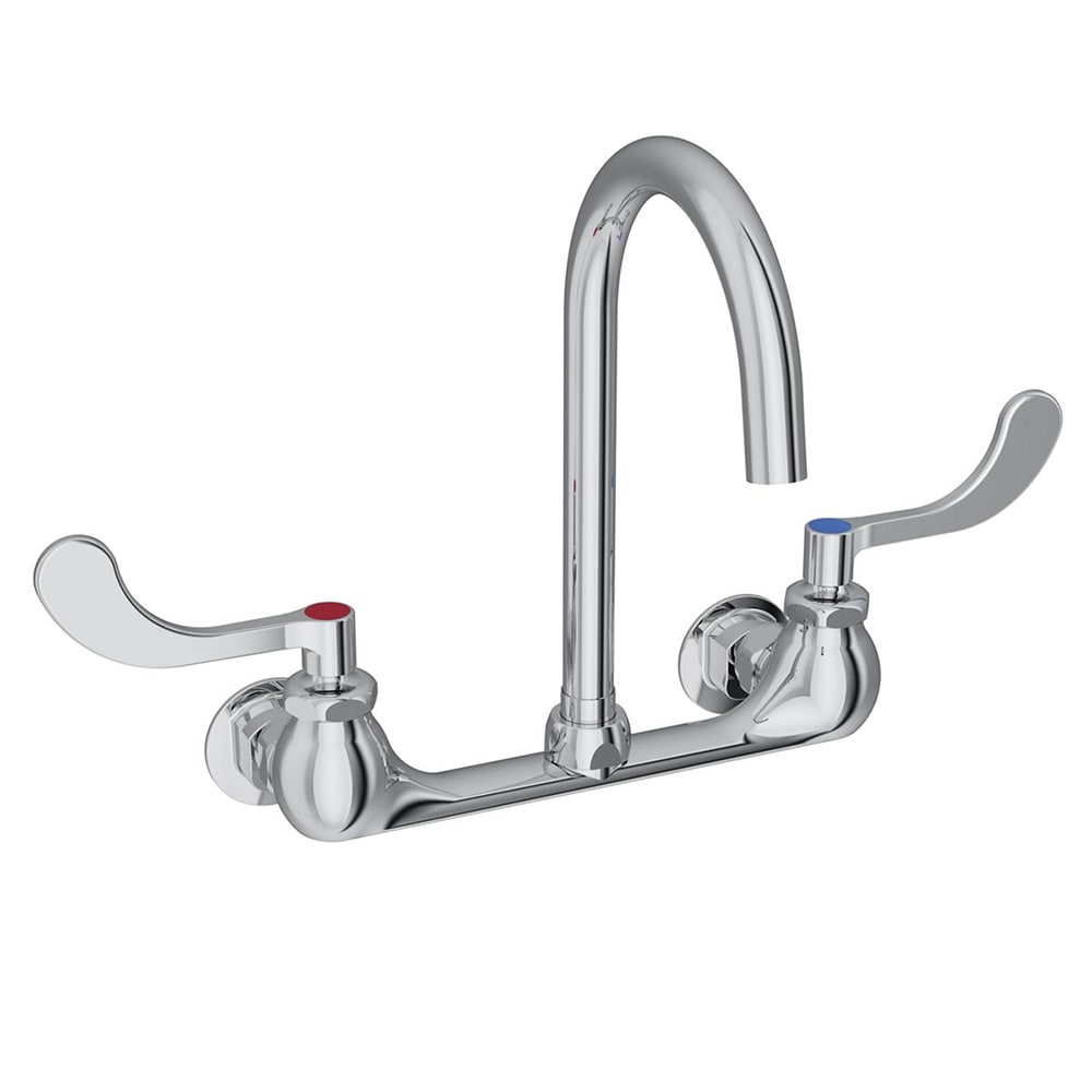 Elkay LK940GN05T4H Splash Mount Faucet w/ 5" Gooseneck Spout & 4" Wrist Blade Handles - 8" Centers
