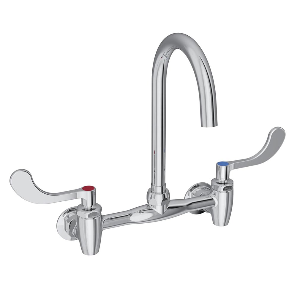 Elkay LK940GN05T4S Splash Mount Faucet w/ 5" Gooseneck Spout & 4" Wrist Blade Handles - 8" Centers